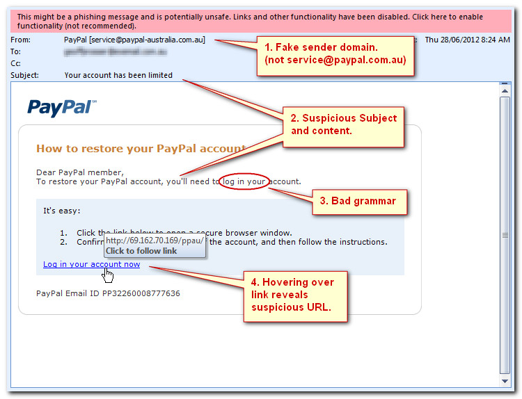 Computer Repairs Yarrabilba Phishing PayPal Example